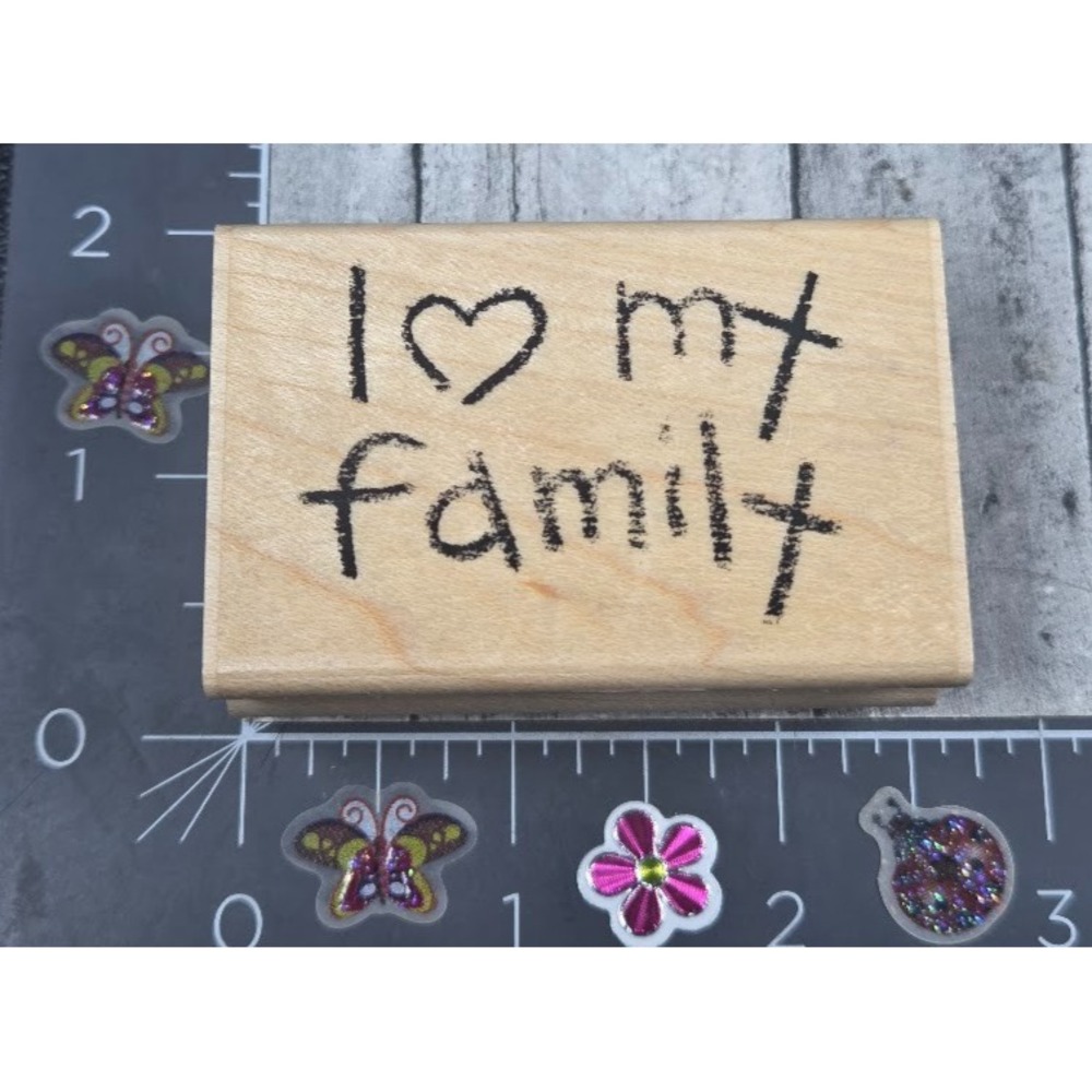 CTMH I Love My Family Heart Crayon Close To My Heart Rubber Stamp Wood #P29